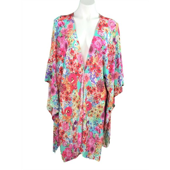 Umgee Tops - Umgee Duster Kimono Cardigan Size 1X 2X Pink Blue